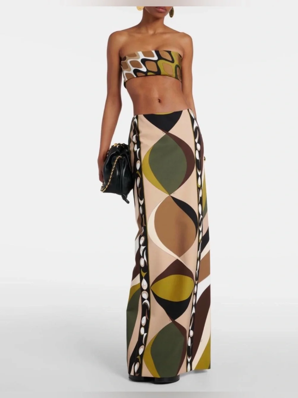 EUC Emilio Pucci Maxi Skirt in Khaki & Muschio Sz 42 IT (6US) - Picture 2 of 8